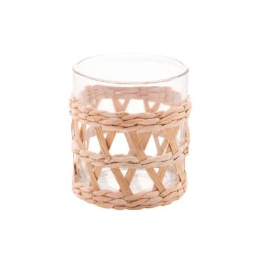 Imagem de Jogo De Copos Baixos Em Vidro Com Sisal Com 4 Peças 320Ml Wolff