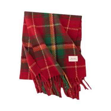 Imagem de Cachecol Xadrez Vermelho De Natal Feminino, Xale Quente Versátil De In
