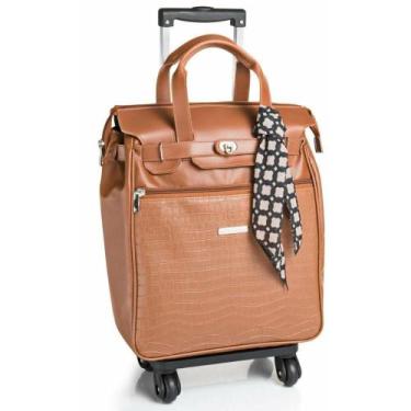 Imagem de Mala de Bordo 10kg C/ Rodinhas e Espaço P/ Notebook Viccina, Bege, Kak