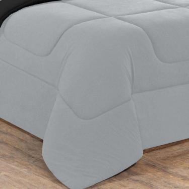 Imagem de Kit Edredom + Jogo De Lençol Malha 100% Algodão Gran Moratta 6 Peças King - Cinza-preto