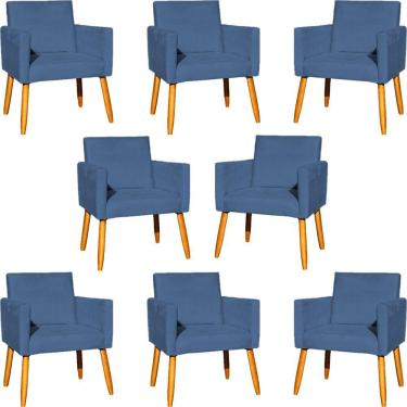 Imagem de Kit 8 Poltronas Nina Para Recepção Suede Cores Pé Palito 30cm Castanho - Suede