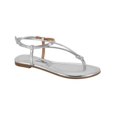 Imagem de Sandália Rasteira Vizzano Feminina Tira Nó Delicada, 36, Prata