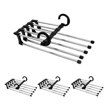 Imagem de Cabide Dobravel Multiuso 5 Em 1 Organizador Calças Kit Com 4 Unidades