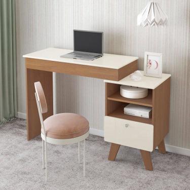 Imagem de Penteadeira Dora 1 Gaveta com Espelho Off White/Cinamomo - Artely