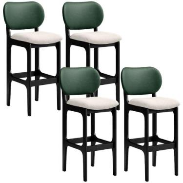 Imagem de Kit 4 Banquetas Alta Bar Cozinha Sala Jantar Fixa Betta L02 Preto Fact