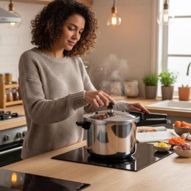 Imagem de Panela de Pressão 10 Litros Fechamento Externo Alumínio Alta Pressão C