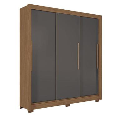 Imagem de Guarda Roupa Casal 3 Portas De Correr Maringá Jatobá Grafite - Santos Andirá