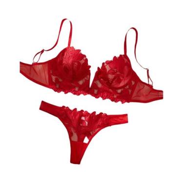 Imagem de Conjunto De Calcinhas Sexy Florais Para O Dia Dos Namorados Para Mulhe