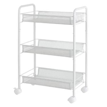 Imagem de Organizador Multiuso 3 Cestos -fruteira, Porta Cosméticos E Acessórios Com Rodinhas Branco!