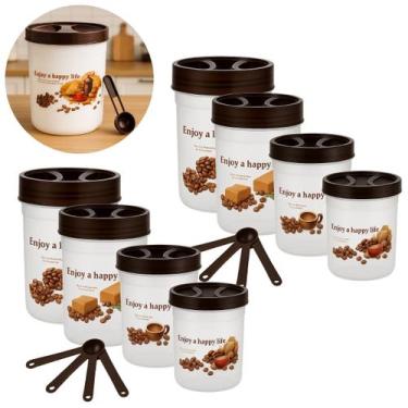 Imagem de Conjunto 8 Potes Com Tampa e Medidor Café Para Mantimentos - Clink
