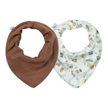 Imagem de Kit Com 2 Babadores Bebê Bandana Pequena Cidade Marrom -Hug