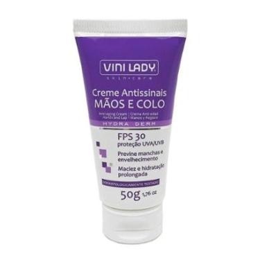 Imagem de Creme Antissinais Mãos e Colo FPS 30 Proteção UVA/UVB 50g Vini Lady-Unissex