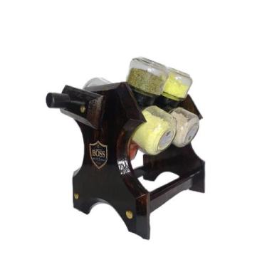 Imagem de Porta temperos giratório manivela com 8 potes - BOSS - Arte Madeira