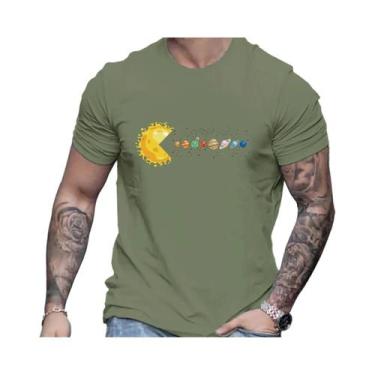 Imagem de Camiseta Masculina De Algodão De Verão Com Estampa De Planetas Do Sist