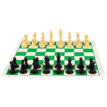 Imagem de Jogo de Xadrez Escolar com Tabuleiro Modelo Oficial Ref. 004