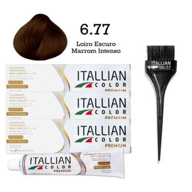 Imagem de 3 Unidades Coloração 6.77 Louro Escuro Marrom Intenso  Itallian Color 