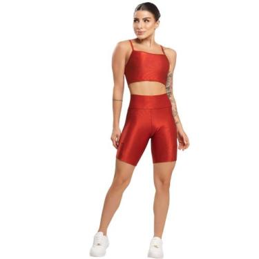 Imagem de Conjunto Fitness Top e Bermuda Com Bolso Vekyo Roupa Para Academia Tre