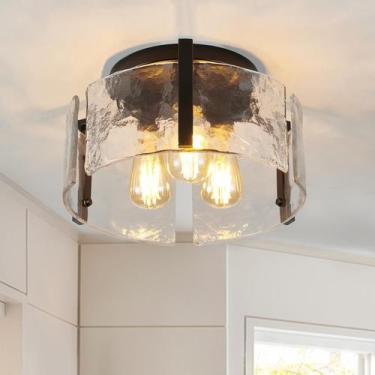 Imagem de Luminária de Teto AKLMXCG 35,6 cm Preta Semi-Flush 3 Luzes