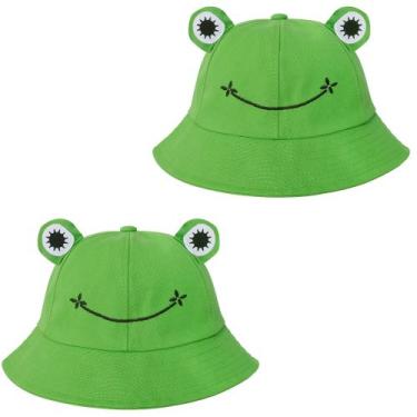 Imagem de Chapéu SAOROPEB Frog Cotton Bucket ajustável verde