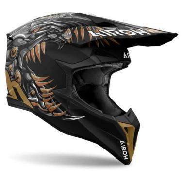 Imagem de Capacete Motocross Airoh Wraap Cyborg Preto Trilha Off Road, Preto Dou