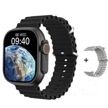 Imagem de Relogio Smartwatch Iwo W68 Ultra Plus Faz Recebe Chamadas Gps Nfc Baix