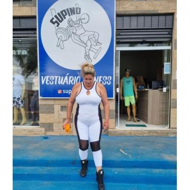 Imagem de Macacão Fitness Branco Com Textura E Bojo - Supino, G