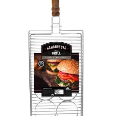 Imagem de Grelha Grill Para Hambúrguer Inox ( M ) 25 x 43 Cm Grilazer