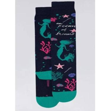 Imagem de Meia 3/4 Disney Infantil Feminina Ariel Filme, 30-36, Azul