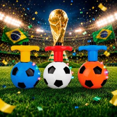 Imagem de Brinquedo Bola Pião Infantil Pisca Luz Led Futebol Cor Sortida Diverti