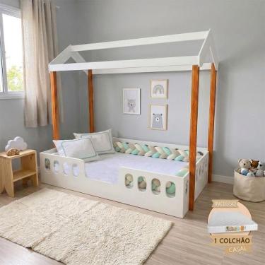 Imagem de Cama Casal Infantil Agatha Mdf com Colchão Trança 5,5m Montessori Segu
