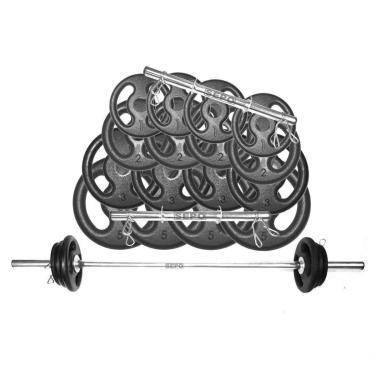 Imagem de Kit Anilhas e Barras Musculação com Presilhas 44 Kg-Unissex