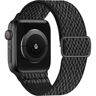 Imagem de Pulseira Nylon Solo Elástica Compatível com Apple Watch (42/44/45, Chevron Preto)