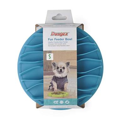 Imagem de Buyter Tigela de silicone interativo para animais de estimação com alimentação lenta divertida para cães e gatos TPR Wave Bowls antiasfixia (azul, P)