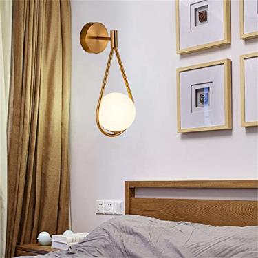 Imagem de Luminária de parede LED dourada para sala de estar E27 Vintage arandelas de parede lâmpada criativa em formato de gota de vidro metal industrial retrô ouro para sala de jantar quarto estudo corredor escadas (1 pacote)