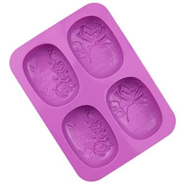 Imagem de Molde Forma Silicone Sabonete Artesanal 4 Cavidades Rosa S24