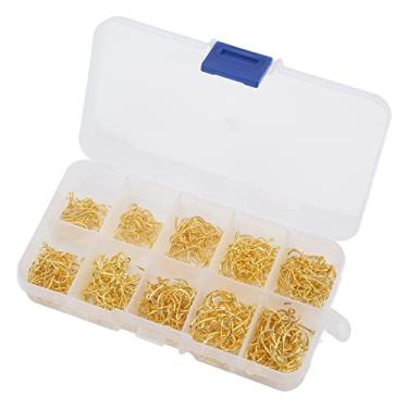 Imagem de linxiaojix Conjunto de anzóis de pesca de aço carbono, alta resistência, 500 peças de anzóis de pesca de carpa para água do mar (ouro)