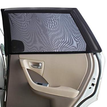 Imagem de Magnelex Persianas de janela de carro estilo meia para bebês – bloqueie os raios solares para manter o interior dos passageiros, animais de estimação e carro fresco e confortável – cortinas de malha universal elástica para carro serve na maioria dos veículos (pacote com 2)