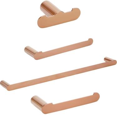 Imagem de Acessórios Para Banheiro 4 Peças Vila Nova Pingoo.casa - Dourado Rose