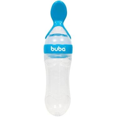 Imagem de Colher Dosadora com Tampa Papinha de Silicone para Bebês Buba Azul