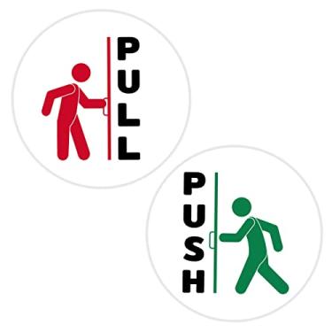 Imagem de Conjunto de 2 adesivos de porta de puxar de , GG de 12,7 cm. Adesivos extragrandes, de instruções para uso em escritório ou doméstico. Placas exclusivas resistentes à água para empurrar e puxar para portas são ótimas para lojas