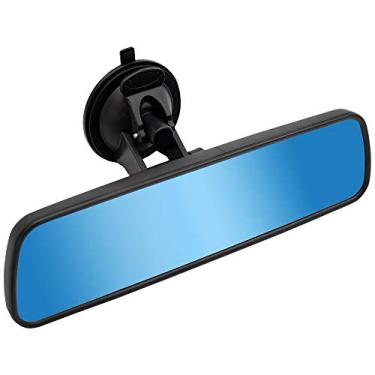 Imagem de Espelho retrovisor antirreflexo LECAMEBOR Blue HD universal para carro retrovisor interior com ventosa ajustável (ângulo ajustável de 360°)