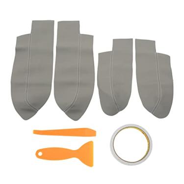 Imagem de Ymiko 4 peças/conjunto de substituição de capa de apoio de braço do painel traseiro da porta dianteira do carro para CRV 2007-2011 guarnição de braço do painel da porta automática de couro de microfibra (cinza)