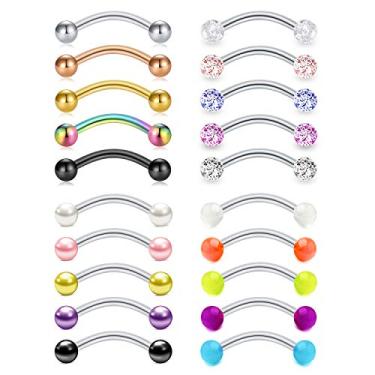 Imagem de Mayhoop 16G Aço Cirúrgico Daith Rook Brinco de 8 mm 10 mm Piercing de Sobrancelha Barra Curva Joias para Mulheres Homens, Metal