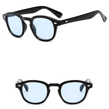 Imagem de Óculos de sol redondos estilo fashion design de lente clara escurecida para festa óculos de sol óculos de sol, preto, azul, A