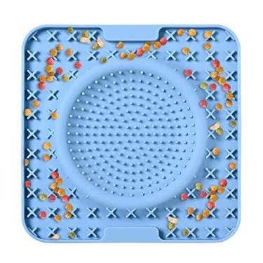 Imagem de gato lambe tapete - Tapete de alimentação de silicone para cães, gatos - Redutor de tédio comedor lento tigelas para cães, tapete de comida de cachorro perfeito para banho e tosa Chunyue