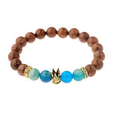 Imagem de Pulseira de ioga de contas de madeira natural de 10 mm masculina elástica budista oração pulseira de buda joia - estilo 18, Cristal