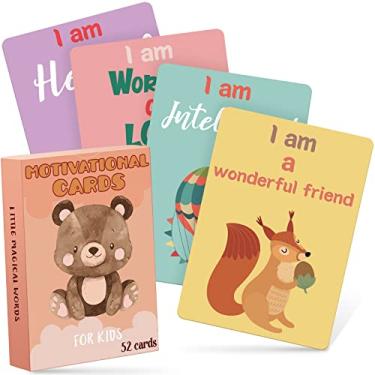 Imagem de Set of 52 Kids Affirmation Cards Flash Cards Motivational Phrase Meditation Gifts Positive Daily Affirmation Cards Self Esteem Mindfulness Empowering Cards for Award Focus Relaxation, 2.5 x 3.5 Inch