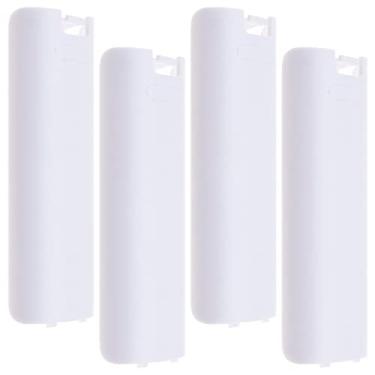 Imagem de 4 peças de capa de porta traseira de bateria compatível com controle remoto Nintendo Wii substituição tampa de bateria de plástico branca