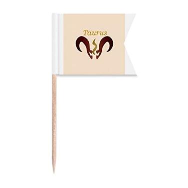 Imagem de Taurus Placa Art Deco Presente Fashion Palito de Dente, Marcação de Etiquetagem para Bolo Festa Comida Prato de Queijo