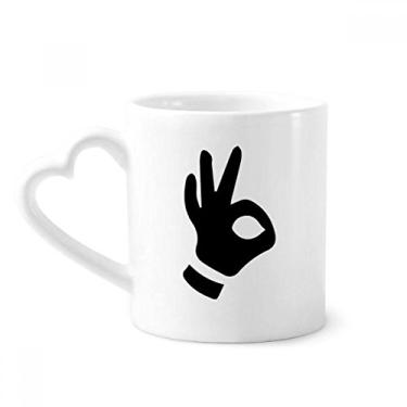 Imagem de OK Gesture Outline Pattern Mug Coffee Ceramic Drinkware Glass Heart Cup